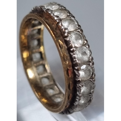 224 - 9ct gold ring.  0.6g approx.  Size L1/2.  Together with 9ct gold eternity style ring.  3.4g approx. ... 