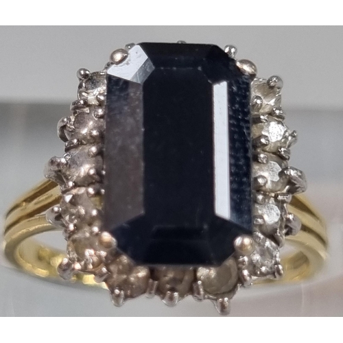 226 - 18ct gold diamond and black stone ring (possibly sapphire).  4.3g approx.  Size L1/2.  (B.P. 21% + V... 