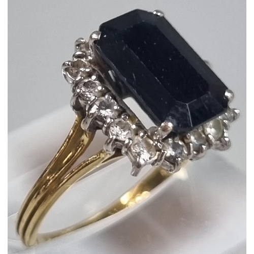 226 - 18ct gold diamond and black stone ring (possibly sapphire).  4.3g approx.  Size L1/2.  (B.P. 21% + V... 