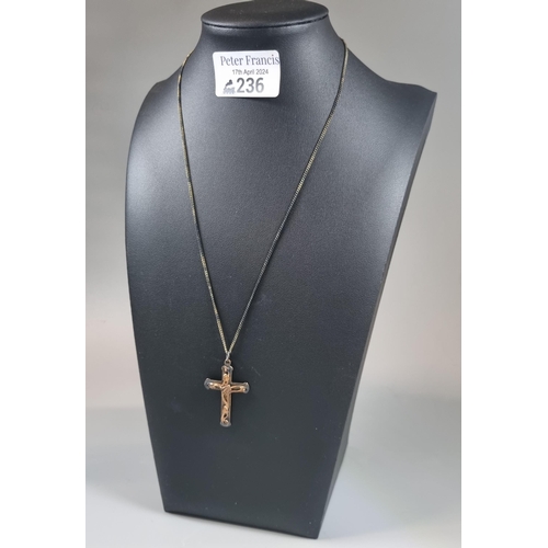 236 - Clogau 9ct gold crucifix pendant on chain in original box.  7.2g approx.  (B.P. 21% + VAT)