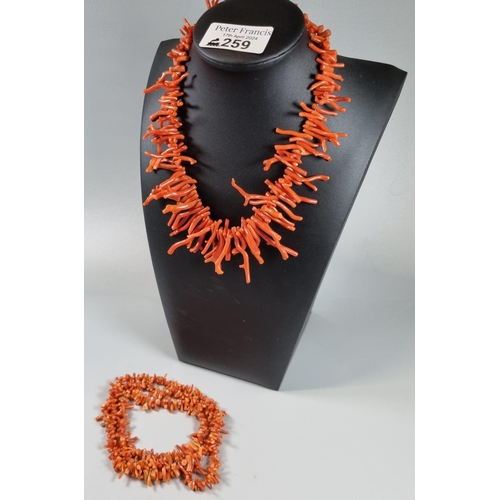 259 - Two coral necklaces.  (B.P. 21% + VAT)