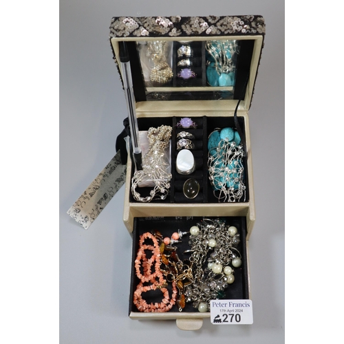 270 - John Rocha box comprising various silver and other jewellery: dress rings, bracelets, coral necklace... 