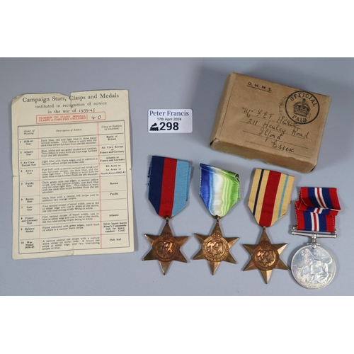 Group of 1939 - 45 War Campaign Medals awarded to F E T Hunt to include ...