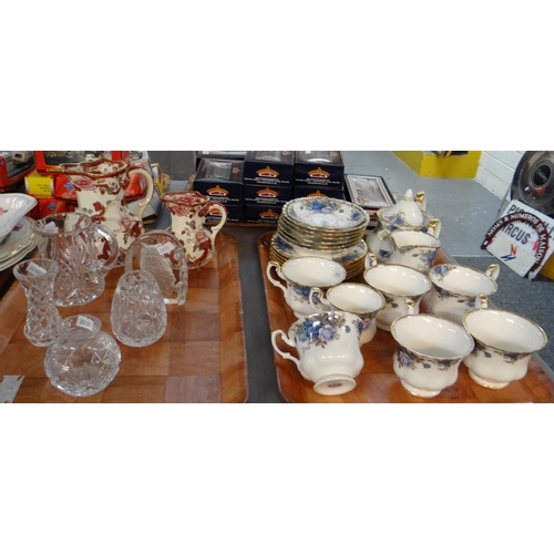 312 - Tray of Royal Albert 'Moonlight Rose' design teaware to include: small teapot, teacups and saucers, ... 