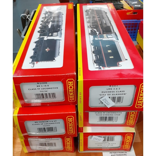 320 - Six Hornby OO gauge locomotives, all in original boxes to include: Duchess Class City of Glasgow, 92... 