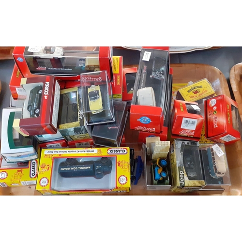 327 - Two trays of mainly boxed diecast and other model vehicles to include: Corgi 60th Anniversary Commem... 