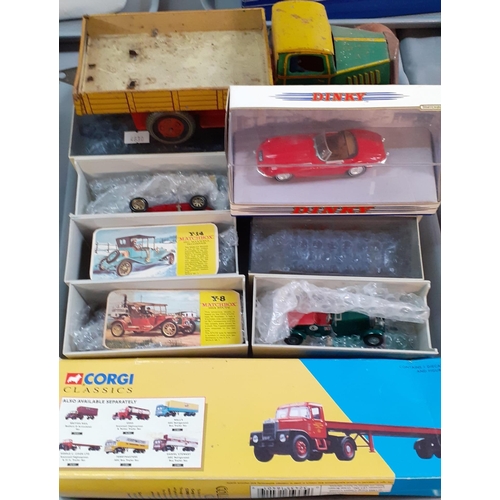 335 - Two trays of vintage and modern mainly boxed diecast model vehicles to include: Dinky Matchbox 1968 ... 