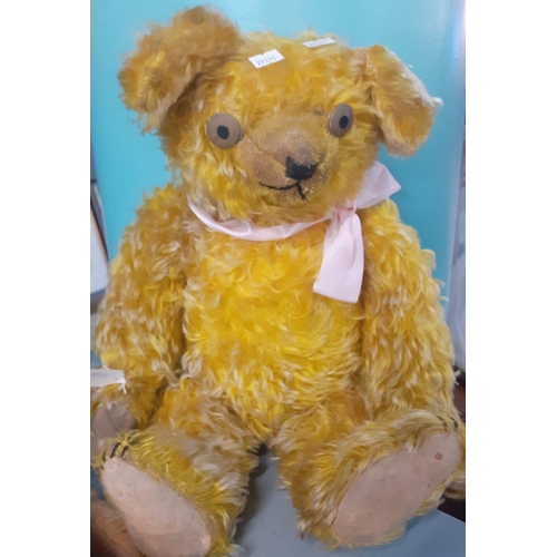 348 - Early 20th century Moritz Pappe Style German musical teddy bear with stitched nose and moveable limb... 