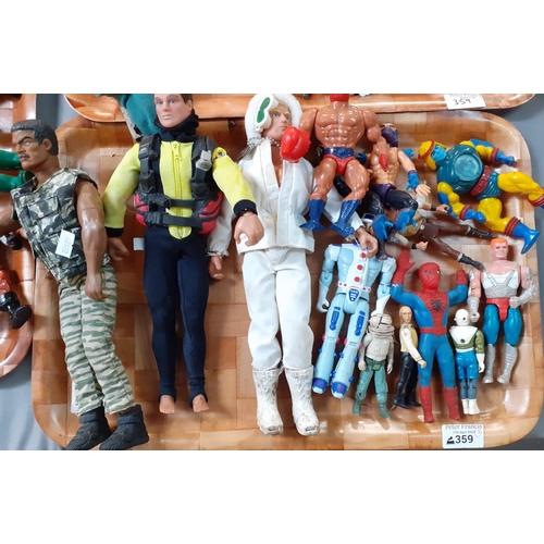 359 - Collection of playworn figurines to include: He-Man, Action Men, Spiderman, Thundercats etc.  (3)  (... 