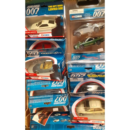 369 - Two trays comprising various Corgi James Bond diecast model vehicles, all appearing in original boxe... 