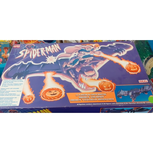 375 - Collection of Spiderman Super Hero toys and accessories to include: figurines, Smythe Battle Chair A... 