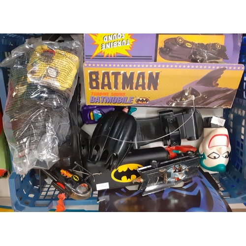 378 - Box of plastic and other Batman toys, cars etc. together with Disney's Pocahontas Collectable figuri... 