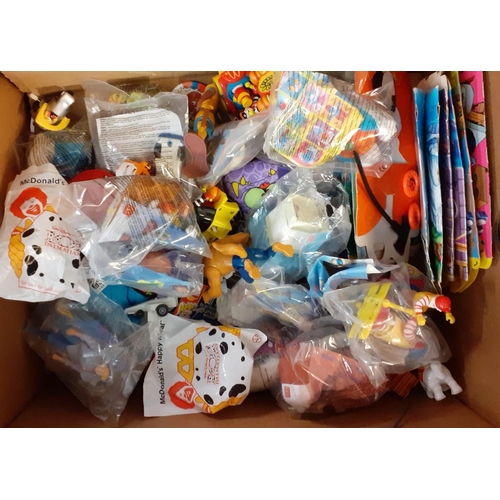 381 - Three boxes of toys to include: McDonalds Happy Meal toys and similar items.  (3)  (B.P. 21% + VAT)