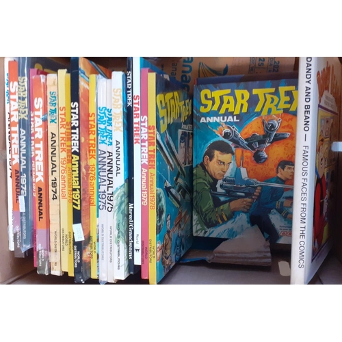 406 - Box of mainly Star Trek annuals circa 1970s together with a Dandy Beano Famous Faces from the Comics... 