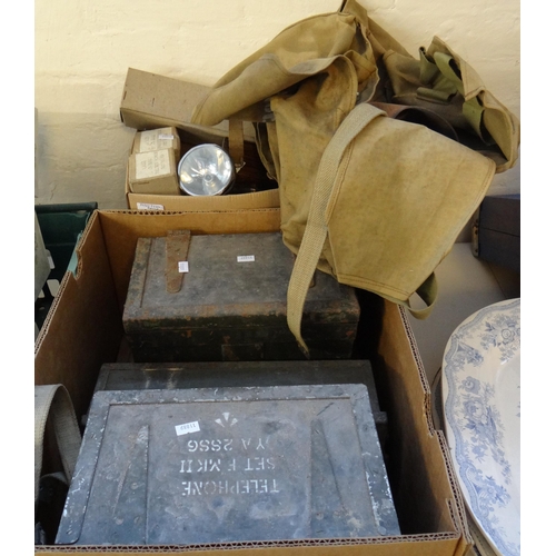 440 - Collection  of militaria to include: telephone MKII boxes, bags, torches etc.   (B.P. 21% + VAT)