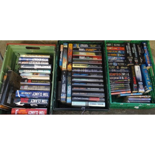 447 - Three boxes of books to include many first editions; Straub, Peter; 'Mrs God' 1990, Benchley, Peter;... 