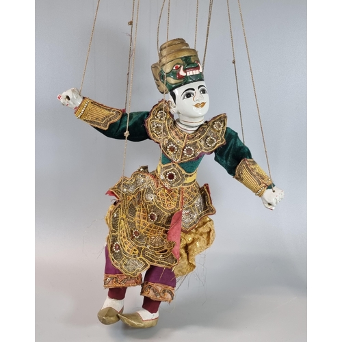 Thai or Indian Marionette fabric and wooden puppet with traditional ornament embroidered outfit.  (B.P. 21% + VAT)