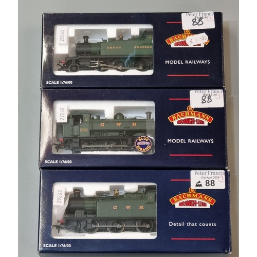 88 - Three Bachmann Branch-Line 1:76 scale model locomotives, all in original boxes to include: Tank 6600... 