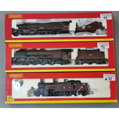 92 - Three Hornby OO gauge locomotives, all in original boxes to include: R2224 LMS Fowler, R2383 Duchess... 