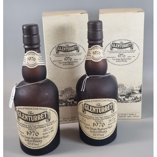 Two bottles of 'The Glenturret' pure single Highland Scotch Whisky.  1976.  58.7% vol. 102.8 proof.  Both in original card boxes.  (2)  (B.P. 21% + VAT)