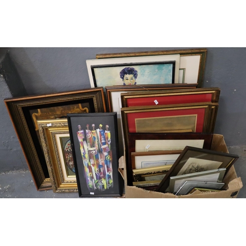 139 - Box of assorted furnishing prints and other pictures, various,Group of assorted prints and paintings... 