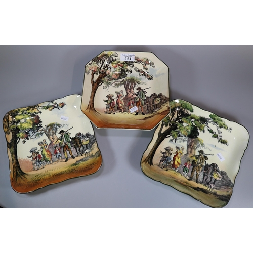 151 - Three early 20th Century Royal Doulton Doulton Old English Scenes 'The Gipsies' design items to incl... 