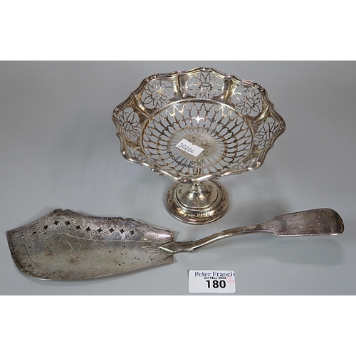 180 - 19th century Scottish silver fish server.  Edinburgh hallmarks.  3.18 troy oz, together with a Georg... 