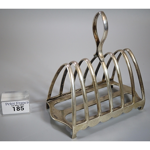 185 - George V silver six section toast rack by Walker & Hall, Sheffield.  10.5 troy oz approx.   (B.P. 21... 