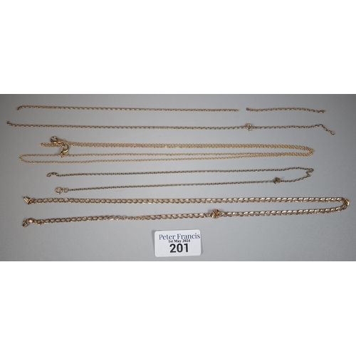 201 - Collection of 9ct gold and other chains.  8g approx.   (B.P. 21% + VAT)