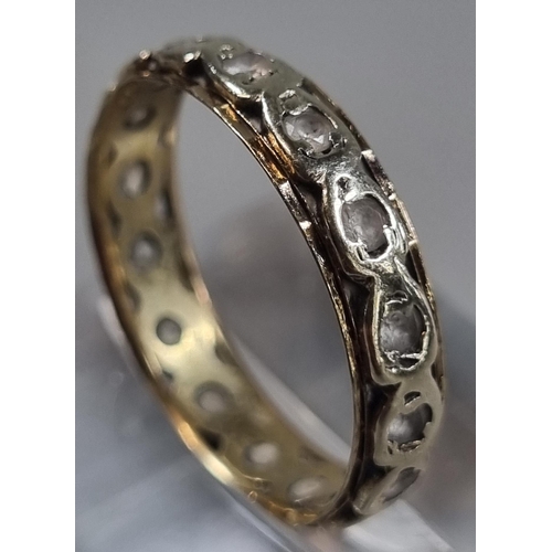 221 - 9ct gold eternity style ring.  2.6g approx.  Size P1/2.   (B.P. 21% + VAT)