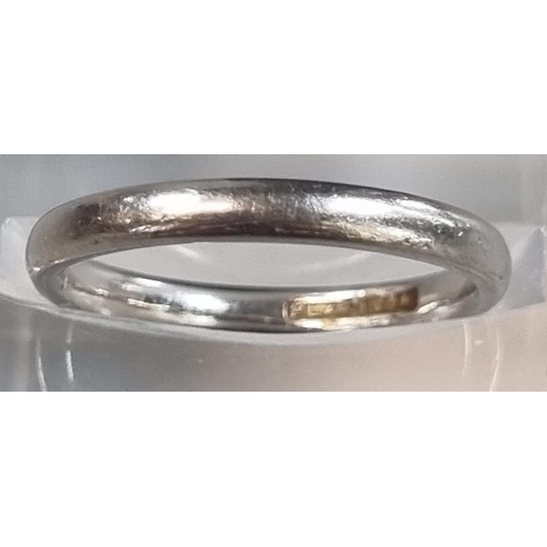 225 - Platinum wedding band.  3.2g approx. Size J1/2.   (B.P. 21% + VAT)