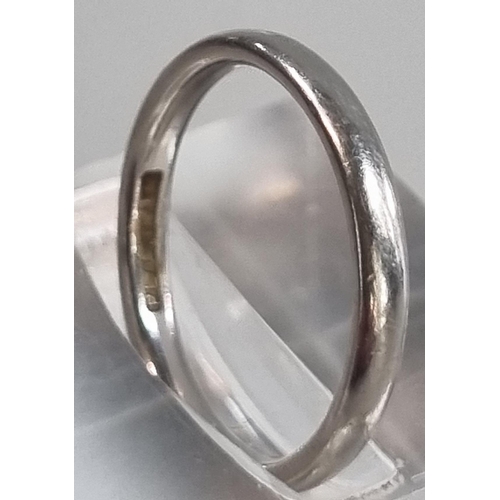 225 - Platinum wedding band.  3.2g approx. Size J1/2.   (B.P. 21% + VAT)