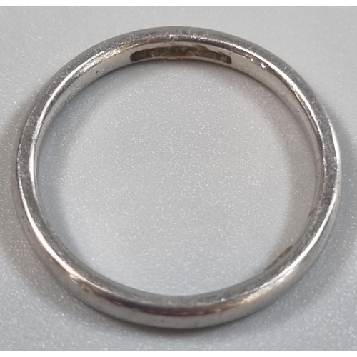 225 - Platinum wedding band.  3.2g approx. Size J1/2.   (B.P. 21% + VAT)