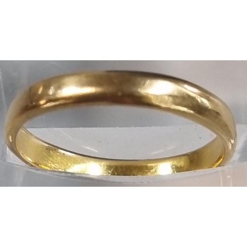 226 - 22ct gold wedding band.  2.8g approx.  Size N.   (B.P. 21% + VAT)