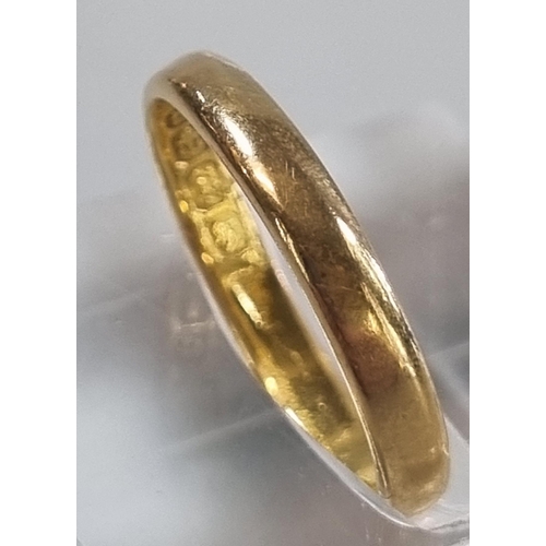 226 - 22ct gold wedding band.  2.8g approx.  Size N.   (B.P. 21% + VAT)