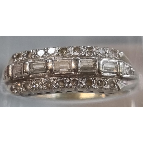 237 - 14K white gold diamond cluster ring of baguette and other form.  3.1g approx.  Size M.   (B.P. 21% +... 