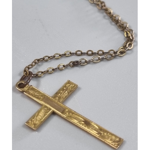 239 - 9ct gold rope twist bracelet.  2.2g approx. together with a 9ct gold crucifix pendant and plated cha... 