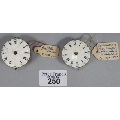 250 - Two 18th century Fusee pocket watch movements only to include: one marked Thomas Wright of London an... 