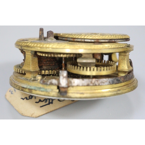 250 - Two 18th century Fusee pocket watch movements only to include: one marked Thomas Wright of London an... 