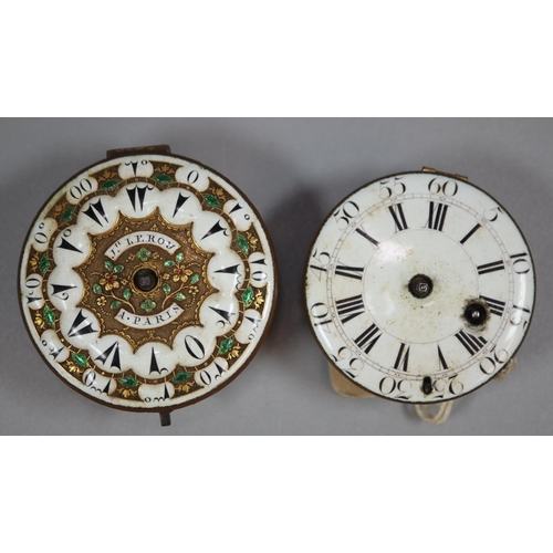 252 - 18th century French Fusee pocket watch movement only marked Le Roy of Paris, having Turkish style en... 