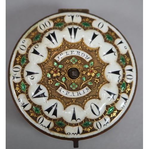 252 - 18th century French Fusee pocket watch movement only marked Le Roy of Paris, having Turkish style en... 