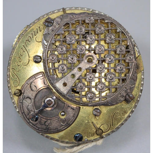 252 - 18th century French Fusee pocket watch movement only marked Le Roy of Paris, having Turkish style en... 