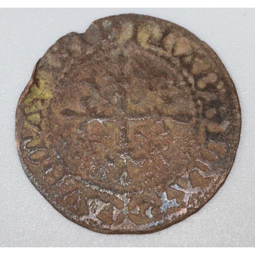 258 - 16th/17th century French Jetton copper alloy token together with a probably 16th/17th century copper... 