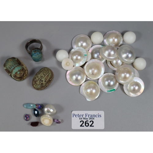 262 - Collection of various loose gemstones and pearls, button pearls from Broome Australia together with ... 