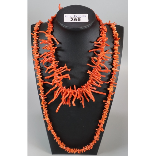 265 - Two coral necklaces.  (B.P. 21% + VAT)