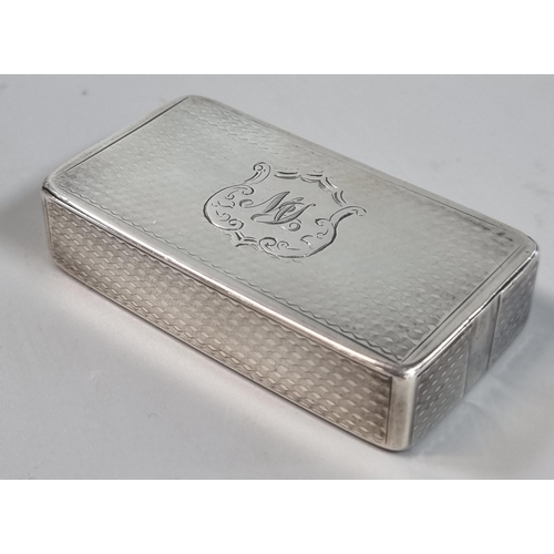 286 - 19th century engine turned armorial snuff box by Yapp and Woodward of Birmingham.  1850.  1.2 troy o... 