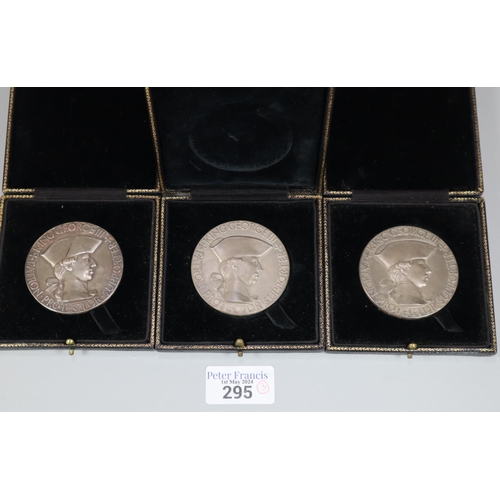 295 - Group of three Royal Academy of Arts bronze medallions, each marked to the rim 'James Rutherford for... 