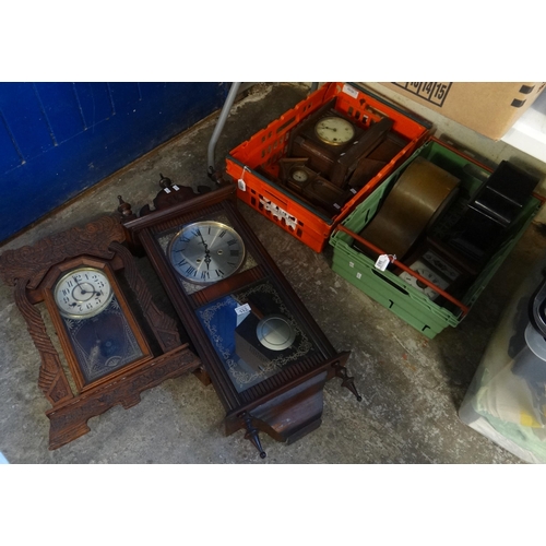 382 - Collection of mantel and wall clocks, early 20th century and some modern.   (B.P. 21% + VAT)