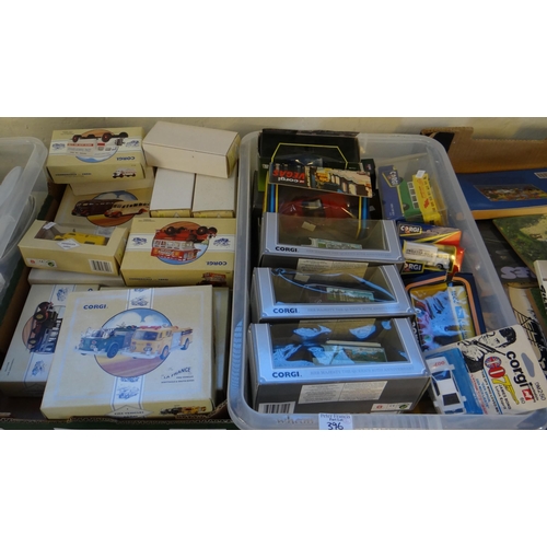 396 - Two boxes of Corgi diecast model vehicles in original boxes to include: the Cardiff AEC Ladder Fire ... 