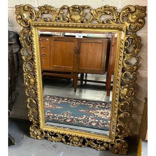 408 - 19th century gilt framed Florentine design bevelled plate mirror.  92x70cm approx.   (B.P. 21% + VAT... 